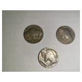 3 Buffalo Nickels
