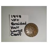 1848 VF+ Braided Hair Large Cent