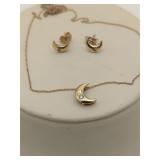10K gold necklace moons with 'diamonds'