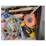 Box of assorted tools and gloves