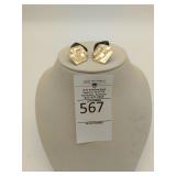 14K Gold geometric pierced earrings