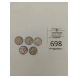 (5) Mercury dimes (2D + 1S)