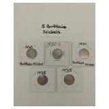 5 buffalo nickels