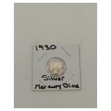 1930 silver Mercury dime