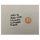 1951-D red UNC Lincoln wheat cent