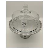 Serving dish stainless steel bottom & glass top