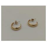 14K Gold half hoop pierced earrings