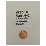 1955-D red UNC Lincoln wheat cent