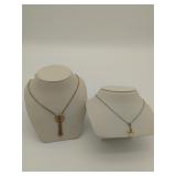 2 golden fashion jewelry necklaces