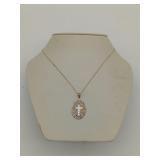 10 K Gold and silver cross necklace