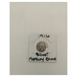 1916 silver Mercury dime