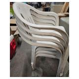 4 White plastic lawn chairs