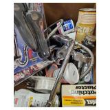 Box of plumbing & bathroom supplies