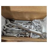 Box of Craftsman wrenches and snap on sockets