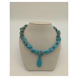 10 x 14 mm natural blue turquoise nugget Necklace