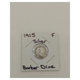 1915 F silver Barber dime