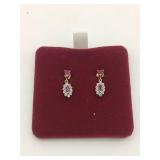 14K gold dangle earrings w red gems