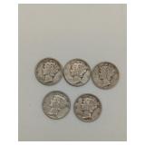 (5) Mercury dimes (2D + 1S)