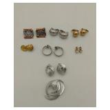 6 pairs of clip-on earrings with 1 brooch