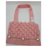 Pink Knit Purse - Button close