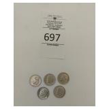 (5) 1964 Roosevelt dimes (4D)