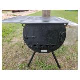 1/2 Barrel Camp Stove - with hot water reservoir