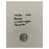 1932 silver Washington quarter UNC