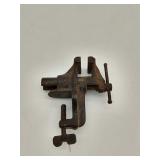 Vintage cast iron mini bench vise with table clamp