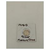 1918-D silver Mercury dime