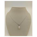 14 mm pearl on 18' sterling silver chain