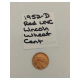 1952-D UNC red Lincoln wheat cent
