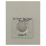 1906-D silver Barber quarter