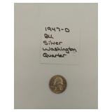 1947-D BU silver Washington quarter