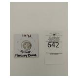1931 silver Mercury dime