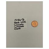 1956-D red UNC Lincoln wheat cent
