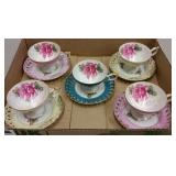 1950s ROYAL HALSEY LUSTREWARE CUPS & SAUCERS