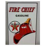 1986 TEXACO FIRE CHIEF GASOLINE PORCELAIN ADV SIGN