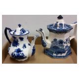 (2) VINTAGE TRANSFERWARE TEAPOTS (2) VINTAGE TRANSFERWARE TEAPOTS