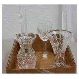 WATERFORD CRYSTAL VASES & WINE GLASS