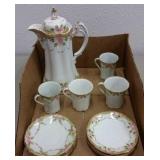 ANTIQUE NIPPON CHOCOLATE POT, CUPS & SAUCERS