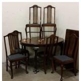 MID-CENTURY DINING TABLE W/ (6) CHAIRS & LEAF