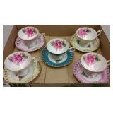 1950s ROYAL HALSEY LUSTREWARE CUPS & SAUCERS 1950s ROYAL HALSEY LUSTREWARE CUPS & SAUCERS
