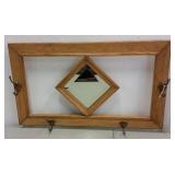 HANGING COAT RACK W/ MIRROR ACCENT HANGING COAT RACK W/ MIRROR ACCENT