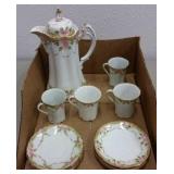 ANTIQUE NIPPON CHOCOLATE POT, CUPS & SAUCERS ANTIQUE NIPPON CHOCOLATE POT, CUPS & SAUCERS