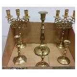 BRASS CANDELABRA SET & CANDLESTICKS BRASS CANDELABRA SET & CANDLESTICKS
