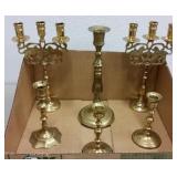 BRASS CANDELABRA SET & CANDLESTICKS