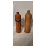 2 Vintage Advertising Stoneware Bottles