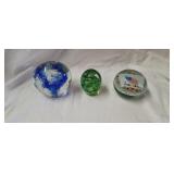 3 Art Glass Paperweights