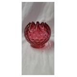 Fenton Cranberry Polka Dot Optic Rose Bowl