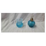 Blue Opalescent Toothpick Holder & Perfume Bottle